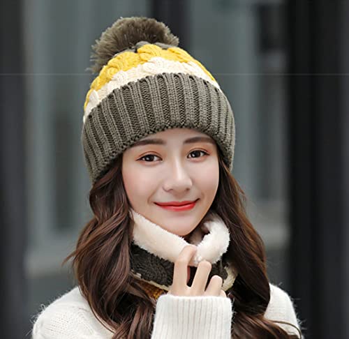 Image of X-change Fashion Winter Woolen Caps with Scarf Set | Stretch Warm Snow Proof Winter Beanie Caps for Women