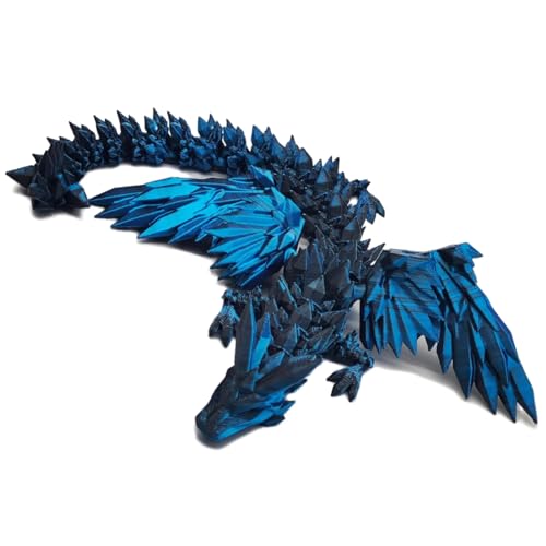GemmiCho 3D Printed Dragon with Wings, Dark Blue
