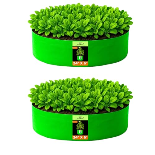 Image of Kingwell grow bags 24x6 inch pack of 2 Grow Bag For Terrace Garden Leafy Vegetable Plant Grow Bags Fruits Growing Containers For terrace Gardening
