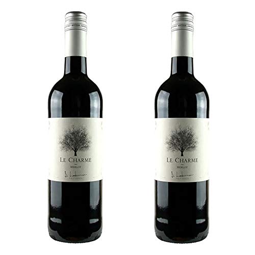 Le Charme Merlot Red Wine | 2 x 75cl Bottles | French Merlot from Côtes de Gascogne | Soft, Juicy & Medium-Bodied | 13.5% ABV | Smooth Plum & Cherry Flavours