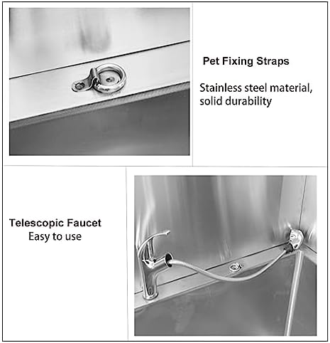 Pet Dog Bathing Station Dog Grooming Tub, Stainless Steel Dog Washing Station for Home Dog Grooming, Professional Dog Grooming Bathtub Station