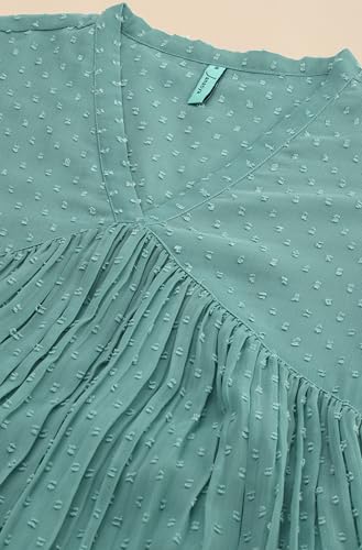 Image of Janasya Women's Dobby Chiffon Self Design Flared Kurta