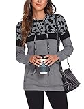 Bluetime Women Casual Long Sleeve Pullover Hoodie with Pocket Leopard Color Block Sweatshirt Tops...
