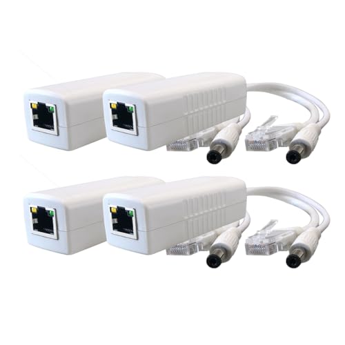 4-Pack Gigabit PoE Splitter Convertidor, Salida 12V DC, Compatible IEEE 802.3 af/at, 10/100/1000Mbps, Conector 5.5mm x 2.1mm, para Cámara IP, AP, Nodo WiFi, Teléfono IP y más, Blanco miniatura 1