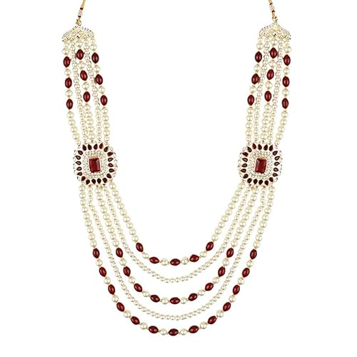 I Jewels 5 Layered Traditional Gold Plated Dulha Moti Mala with B...