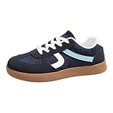 MODSGUE Zapatillas clásicas retro para mujer, con suela de goma, antideslizantes, de piel, para el tiempo libre, patinaje, fitness, caminar y para el día a día, azul, 41