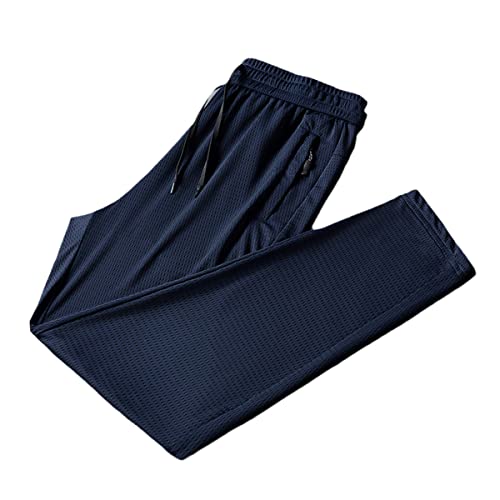 Pantalon d'été en maille respirante pour homme grand confort et séchage rapide bleu 4XL