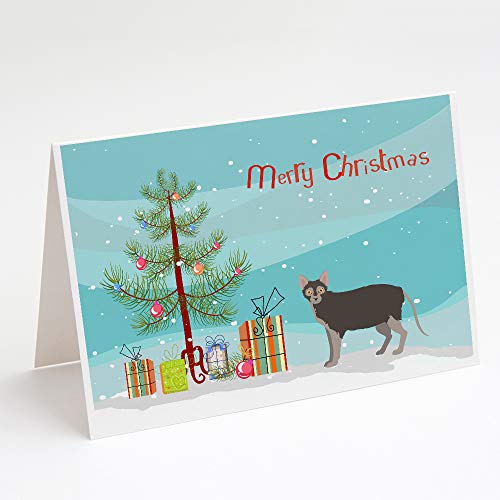 Caroline's Treasures CK4645GCA7P Lykoi #1 Cat Merry Christmas Greeting Cards and Envelopes Pack of 8 Blank Cards with Envelopes Whimsical A7 Size 5x7 Blank Note Cards