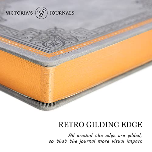 VICTORIA'S JOURNALS Diario vintage in similpelle con copertina rigida a righe, diario di viaggio dall'aspetto antico, formato A5, 14,5 x 20,9 cm - immagine 5