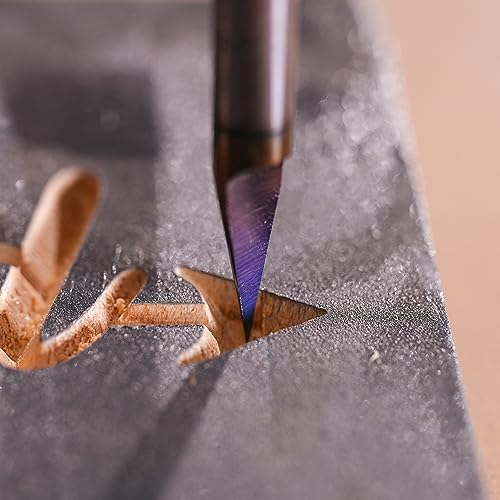 SpeTool Gravierfräser 6mm Schaft 30 Grad V Nutfräser Schriftenfräser Holz 0,2 mm Spitze VHM Gravierstichel mit TAC Beschichtung Holzfräser Fräser für Oberfräse 2D 3D CNC Fräser Gravur Bit
