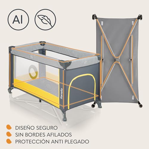 Miniatura 8 de Lionelo Stefi Cuna De Viaje Para Bebé Apertura Lateral, Colchoneta 120x60 Cm, Sistema Lockguard, Lados De Malla Transpirable, Bolsa De Transporte Incluida