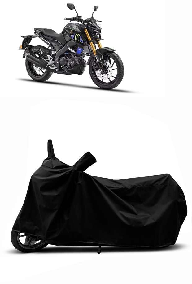 Image of Sheild Heavy Duty Waterproof Scooty & Bike Cover for Yamaha Mt 15 - UV Resistant, Dustproof & Rain Protection, All-Weather Outdoor Cover for Bikes & Scooty with Buckle Straps(Black)