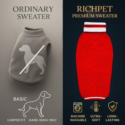 Image of Dog Sweater for Large Dogs (Dark Red, 24-Inch) - Soft, Stretchable Knit Dog Winter Clothes to Keep Labrador, Boxer & Indie Warm, Cozy and Stylish