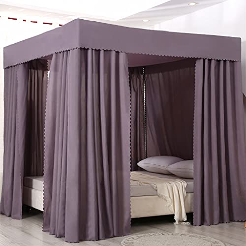 Elegancki baldachim na łóżko w jednolitym kolorze, 4-narożny słupek, wisząca siatka na łóżko podwójne, pełne, queen-size, king size, idealny do sypialni dziewcząt, pokoju dziecięcego i dekoracji