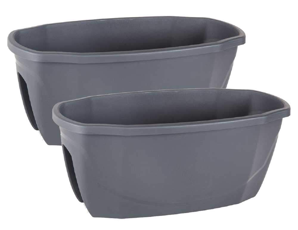 Serinova Jardinera Barandilla Balcón, 58x29x24 cm, Set 2 Unidades, 15,5 litros, Maceta Colgar (Antracita)