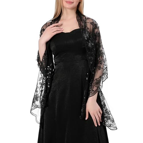 1920s Shawls and Wraps for Evening Dresses Formal Cover Up Long Women Sequin Flapper Shawl for Cocktail Prom Wedding3