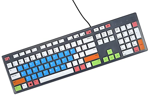 Keyboard Cover for Dell KB216 KM636 Keyboard, Dell Optiplex 5250 5460 7450 7050 & inspiron 27 7700 7790, inspiron 24 5400 5490 AIO Desktop, Dell KB216 KM636 Keyboard Skin Protector - White Blue
