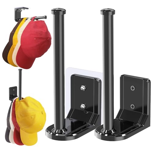 Ginyoyo Pacote com 2 organizadores de chapéus, adesivo/suporte de perfuração para parede, armazename