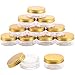Tecbeauty 12-Pack 60ml Empty Jars Clear Plastic Slime Storage Favor Round Pot with Lids for Beauty Products, Gold