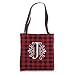 Red and Black Buffalo Plaid Monogram Letter J Initial Gift Tote Bag