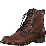 Tamaris 25211-25 Damen, Frauen Stiefel,Schnürstiefel,Da.-Stiefel,Boots,Combat Boots,Schnürung,COGNAC/SNAKE (Braun)