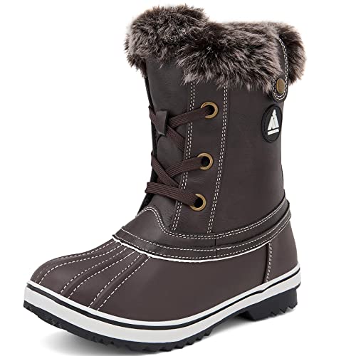 Mishansha Women's Mid Calf Warm Non Slip Winter Boots Ladies Snow Boots Dark Brown 8 US