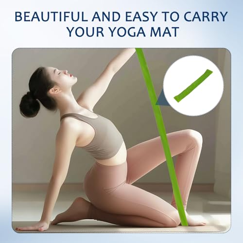 ExcellaElite Yoga Mat Straps for Carrying 3 pcs Multipurpose Hands-Free Adjustable Yoga Mat Strap with 2 Pcs Fruit Green Resistance Band for All Mat Sizes - Image 5