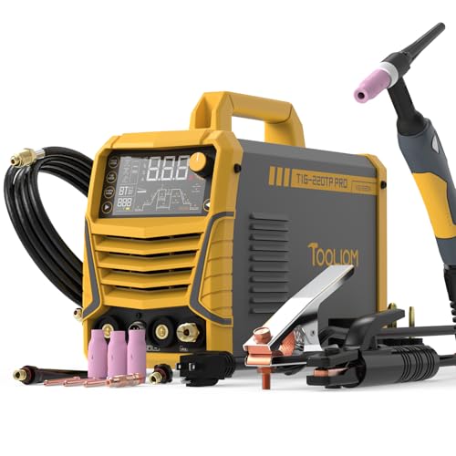 TOOLIOM 220A Cold TIG Welder with DC Pulse, 7 In 1 Cold Spot Lift TIG/Stick Welder with IGBT Inverter, 110&220V Welding Machine with Large Digital Dis