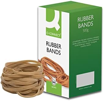 Q-Connect Gumki nr 69 150 x 6 mm 500 g KF10554, żółty|szary|brązowy|biały
