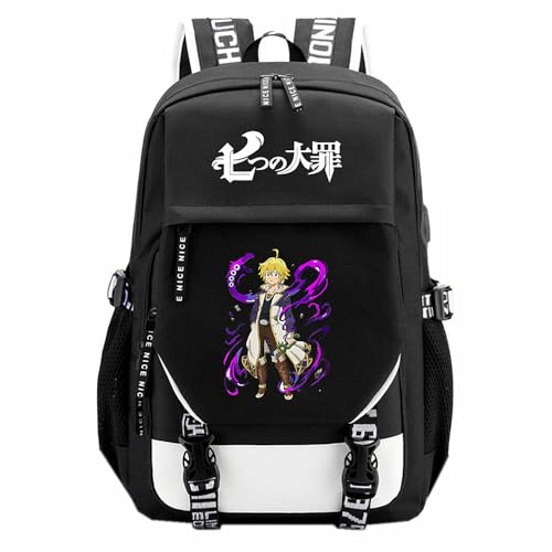 Image of Anime The Seven Deadly Sins Meliodas Cartoon Print Nylon Backpack Large School Bag for Manga Fans Cosplay Gift