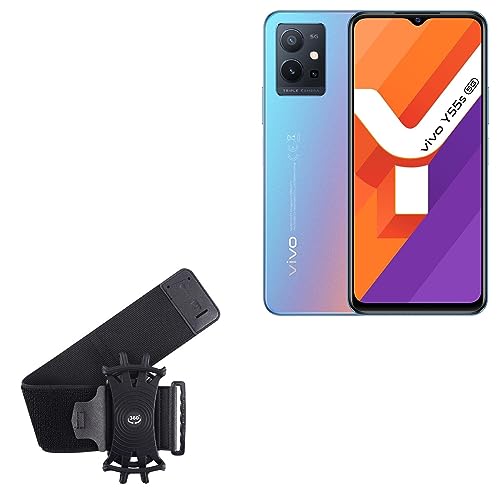 BoxWave Holster Compatible with vivo Y55s (2023) - ActiveStretch Sport Armband, Adjustable Armband for Workout and Running - Jet Black