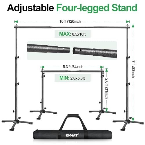 EMART 10x7ft Adjustable Backdrop Stand Kit with Foldable Cross Flat Base by EMART - Used condition - Image 4