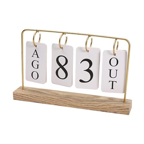 Calendrier de table en bois, structure verticale moderne en métal avec base en bois, calendrier perpétuel journalier de bureau, pour café, maison, salon,...