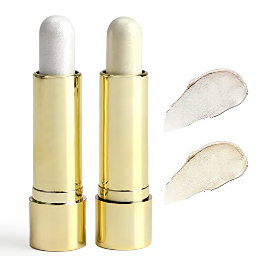 2 Pack Highlight And Glow Stick, Highlighter Makeup Contour Sticks Bronzer Facial Glitter Illuminator Cream Foundation Pen, Face Brightens Shades Pencil Shaping Trimming Tool Waterproof Long-Lasting #TOP20