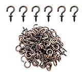 IDEALSV 100 Pcs 1/2 Inch Small Screw Hooks Screw-in Lights Hook Jewelry Hooks Red Bronze