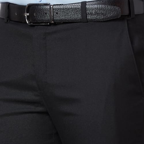 Image of Raymond Men Slim Fit Structure Pattern Poly Viscose Lycra Blend Flat Front Formal Trouser
