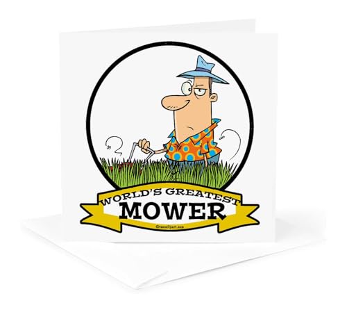 Greeting Card - Funny Worlds Greatest Lawn Mower Cartoon - Worlds Greatest Cartoons