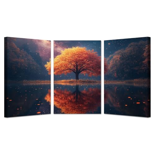 Impressions sur toile mur pour le maison bain salon lot de 3 affiches orange