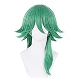XiongXiongLe Ezreal Green Wig Cosplay Women Costume Middle Long Hair Wigs with Bands + Wig Cap for Girls Cos Anime Game Party Halloween Christmas(Ezreal Blue)