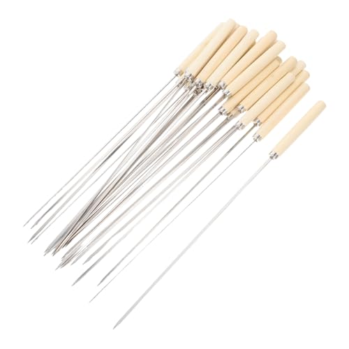 HEMOTON 25 piezas Brochetas para Barbacoa Inoxidables con Mango de Madera Resistentes y Reutilizables para y Verduras Pinchos Metálicos Largos para Parrilla al Aire