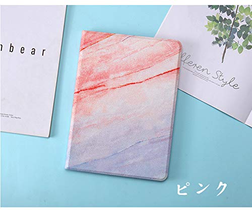大理石柄 iPad 第9/8/7世代 iPad 10.2 インチ ケース マーブル柄 かわいい レディース 2021 iPad9 iPad8 iPad7 カバー 大人 お洒落 ブック式 レザーケース オートスリープ機能 TPU ソフト 女性 人気 (iPad7/8/9, ピンク)