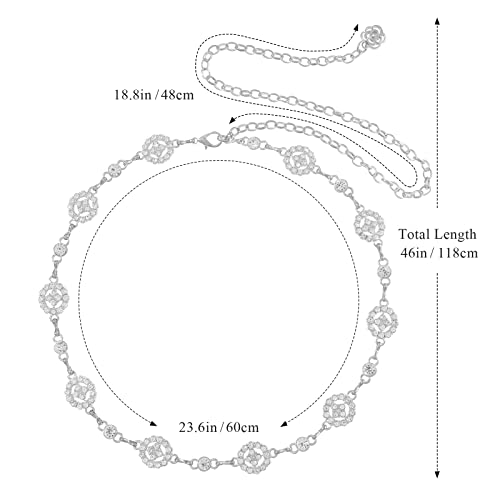 AWAYTR Waist Chains Belts for Women - Rhinestone Gold Silver Chain Belts for Dresses4
