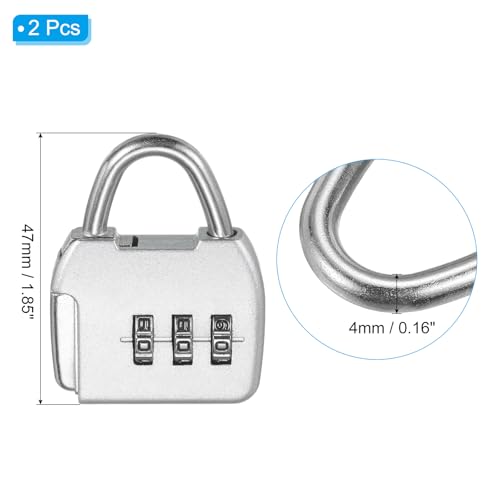 Image of PATIKIL Security Steel Cable with 3 Digit Combination Lock, 2 Set Travel Padlock 3.3Ft Coated Safety Wire Rope Double Loop for Luggage Suitcase, Silver