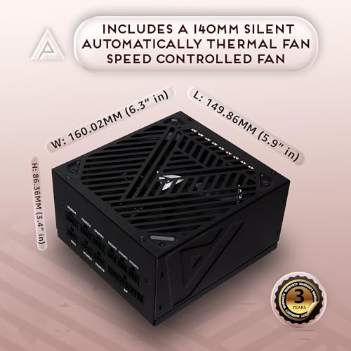 Image of Apevia ATX-SL650W Soul 650W Fully Modular, ATX Active PFC, DC to DC Converter Design, 140mm Silent Fan, RoHS Compliance, Gaming Power Supply | Fully Modular PSU, ATX 3.1 PCIE5.1 Ready, Active PFC, 140mm Auto Thermal Fan, Heavy Duty Protections, Quiet Operation