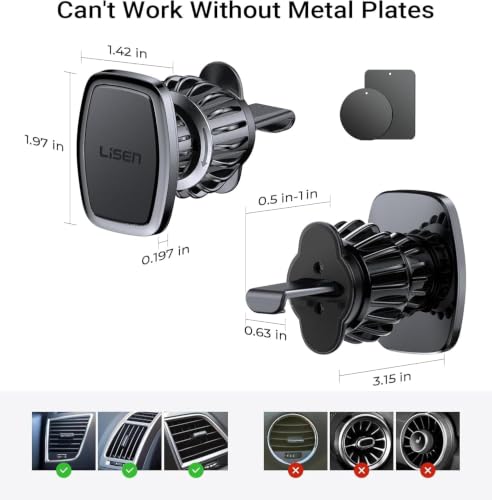 LISEN Magnetic Phone Holder Car Vent, 2 Pack 6 Strong Magnets Hands-Free by LISEN - Used condition - Image 5