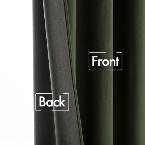 Image of MIULEE Olive Velvet Pinch Pleat Blackout Curtains W52 X L96 Inches | 2 Panels,Luxury,Thermal Insulated,Super Soft,Back Tab & Rod Pocket,for Bedroom Living Room