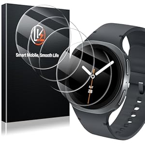 LK 4 Pack Screen Protector for Samsung Galaxy Watch 8/7/6/5/4/FE 44mm, High Definition, Anti Scratch, Bubble Free 9H Tempered Glass Screen Protector for Galaxy Watch 8/7/6 44mm, Easy Installation