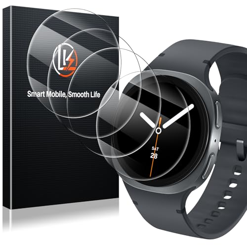 LK 4 Pack Screen Protector for Samsung Galaxy Watch 8/7/6/5/4/FE 44mm, High Definition, Anti Scratch, Bubble Free 9H Tempered Glass Screen Protector for Galaxy Watch 8/7/6 44mm, Easy Installation