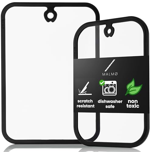 MALMØ Glass Cutting Boards (15x10 in, 12x8 in) - Glass Cutting Boards for Kitchen with Silikon Protection - Tempered Glass Cutting Board - Glass Cutting Board - Clear Cutting Board for Countertop by MALMØ - Used condition - US$16.20