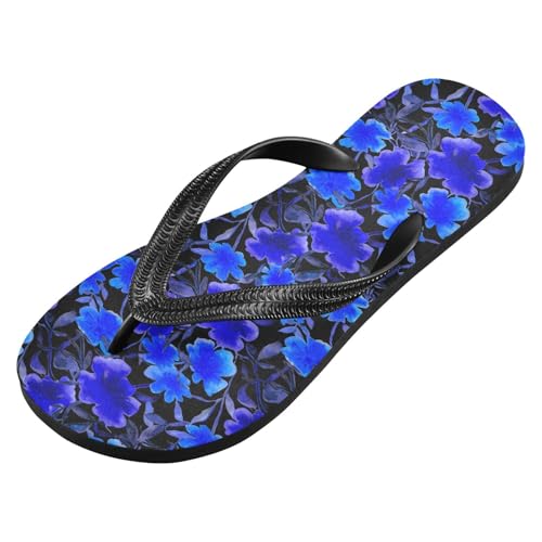 Maple Leaf Sketch Orange Blossom Floral Black Blue Flip Flops for Beach Thong Sandals Anti-slip Lightweight Beach Shoes for Summer Travel Swim2